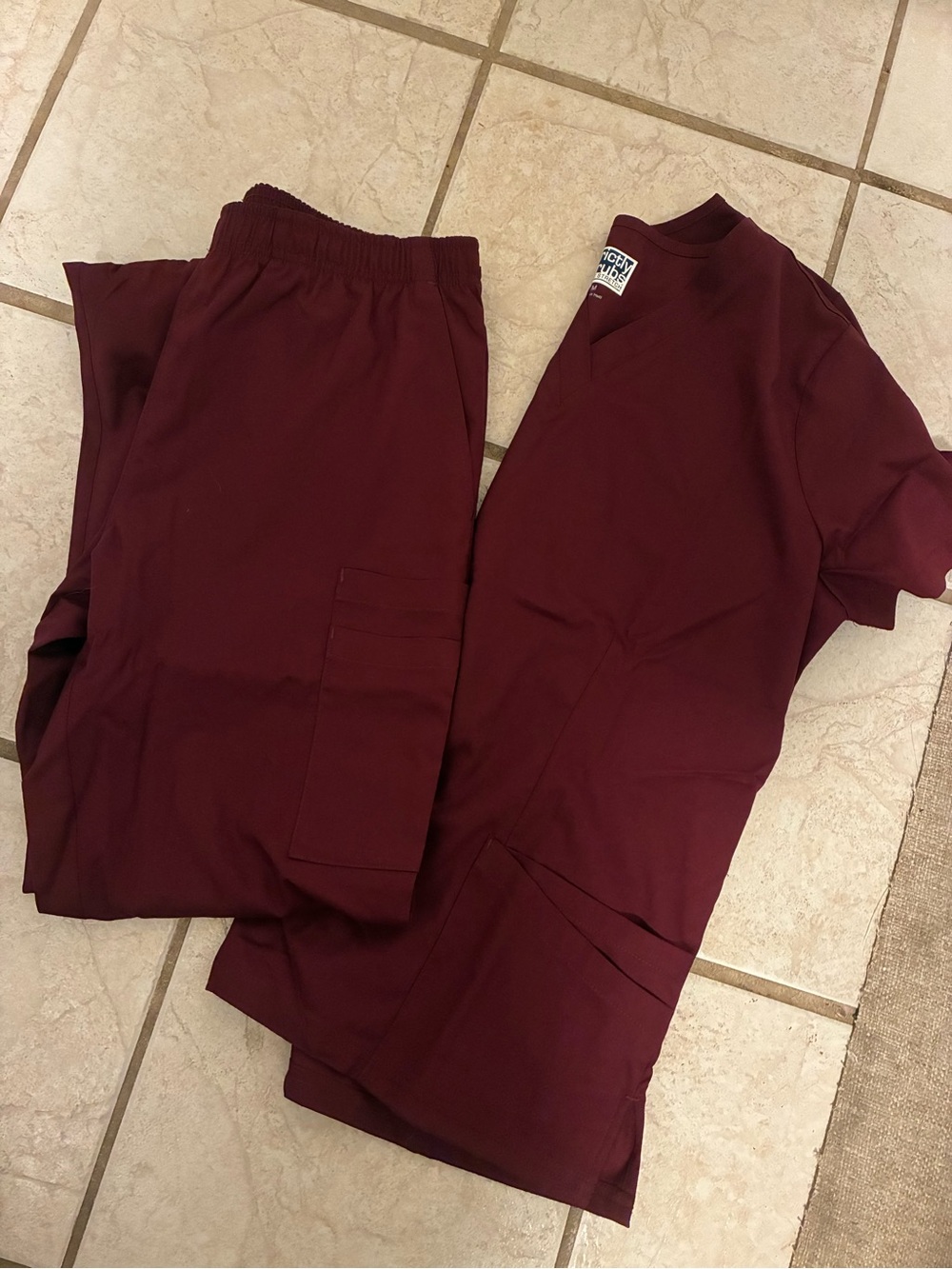 Women’s Burgundy Jogger-Style Scrub Pants